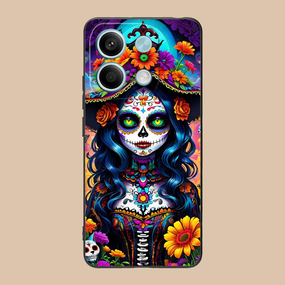 

Day of the Dead Matte TPU Mobile Phone Case for POCO F8 F7 F6 F5 F4 F3 F2 Pro GT C75 C71 C65 C61 C40 Pro Ultra Colorful Cover Poco C40