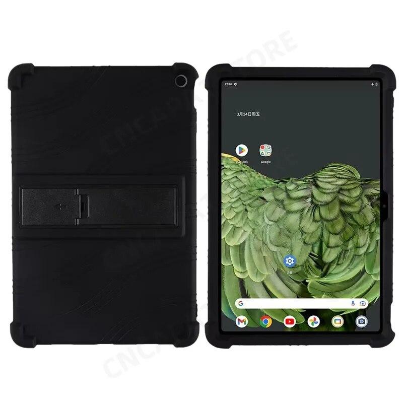 4 Verdickte Ecken Weiche Silikonhülle mit Ständer für Google Pixel Tablet Hülle 10.95" Kindersicherheit Stoßfester Schutzhülle