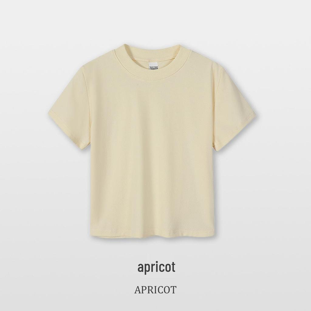 Women's 230G Elastic Spandex Short Sleeve Round Neck Cropped T-shirt - Plain Color for Summer