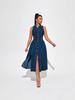 Women's Sleeveless Denim Dress with Split: Fashionable Long Dress