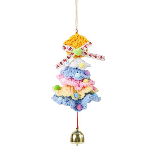 Christmas Crochet Pendant Snowflake Hanging Decoration Xmas Tree Ornament with Jingle Bell for Festive Home Living Room Decor