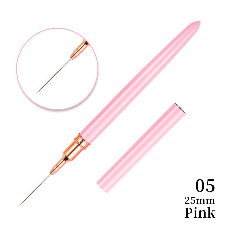 7/9/11/15/25mm Nail Brush Acrylic French Stripe Line 1Pcs Pink Black UV Gel Painting Pen Carved Nail Art Liner Brush For Manicur