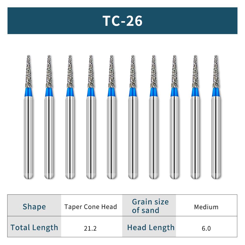 NICEDEN10 pcs/box Dental Diamond Burs FG 1.6mm For High Speed handpiece High Hardness Drill