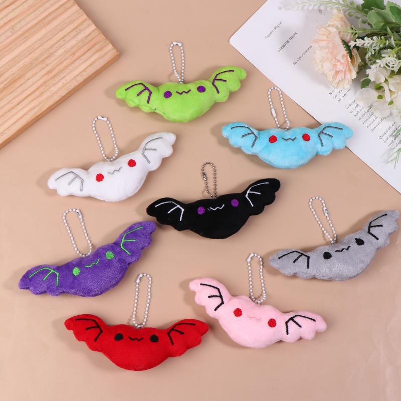 2 Stück Niedliche Stoffplüsch Fledermaus Schlüsselanhänger Halloween Mini Plüschpuppe Taschenanhänger Mehrfarbig Schlüsselzubehör Geschenk