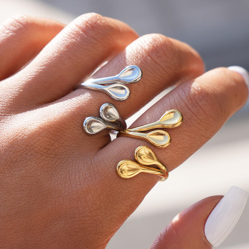 Geometrische Unregelmäßige Blatt Lange Verstellbare Ringe für Damen Herren Mode Klassisch Wasserdicht Öffnungsringe Party Schmuck Zubehör