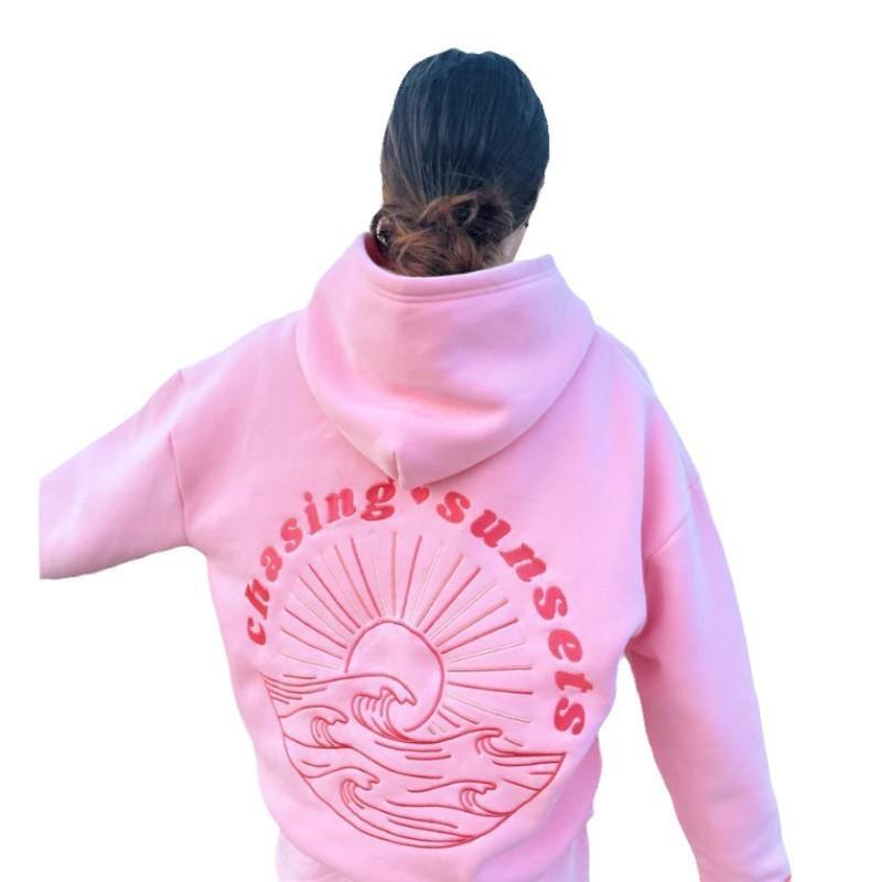 European Coconut Embroidered Drop Shoulder Hoodie