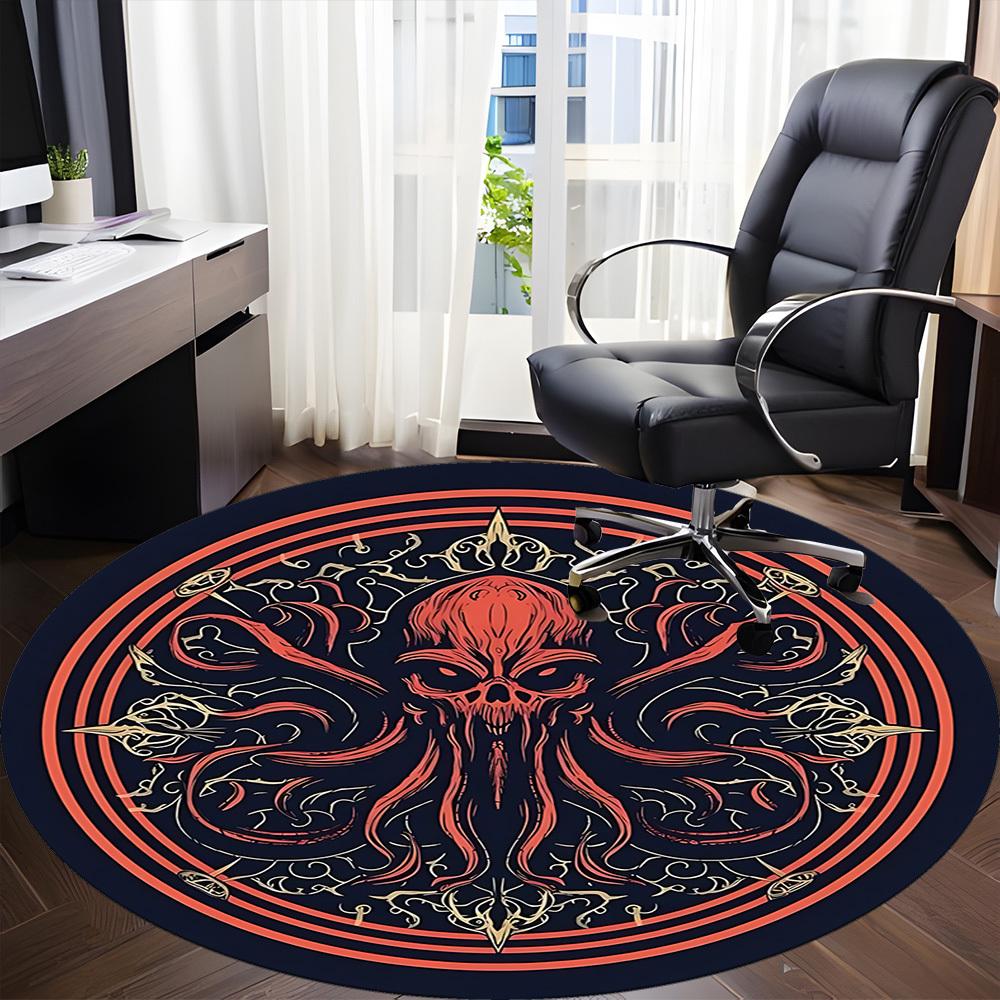 1pc Cthulhu Mandala Office Round Area Rug, Mat Suitable ForOffice, Under Office Chairs Bedroom Living Room Home Decor, Room Deco