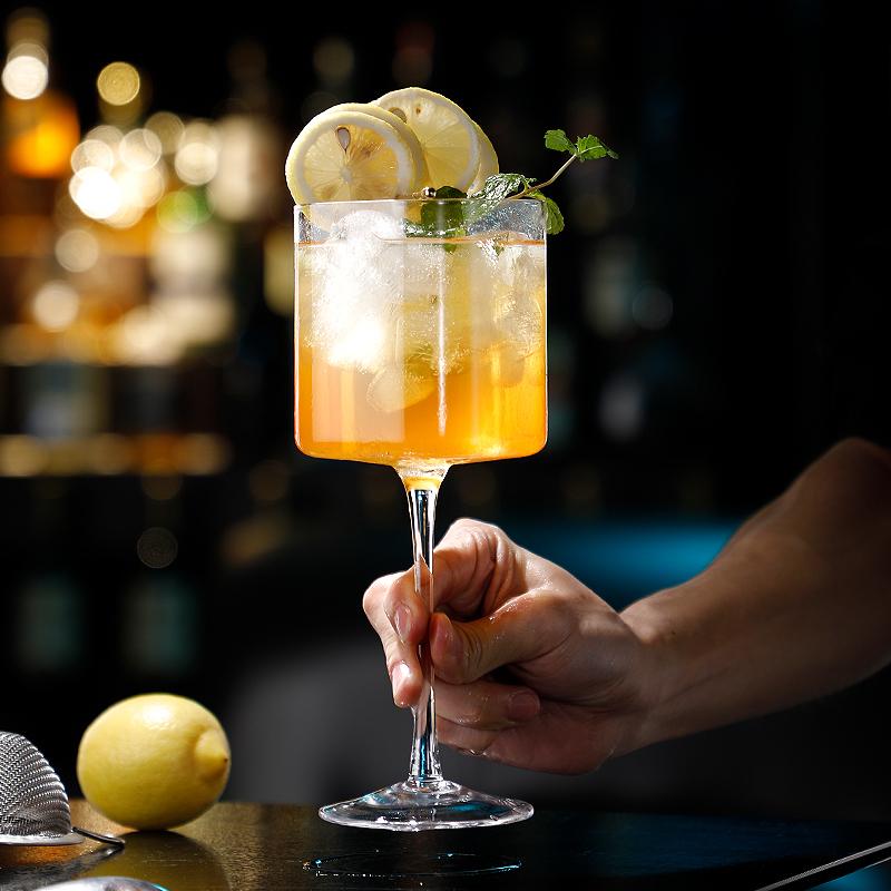 1/2 Pcs Square Goblet Cocktail Glass, Special Mix Glass, Personality Drink Glasses, Creative Bar Drinkware