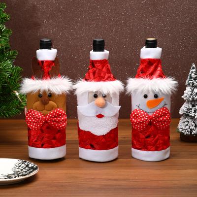 2024 Christmas Cartoon Santa Claus Snowman Red Wine Bottle Cover Merry Christmas Dining Table Decoration for Home Xmas Ornaments