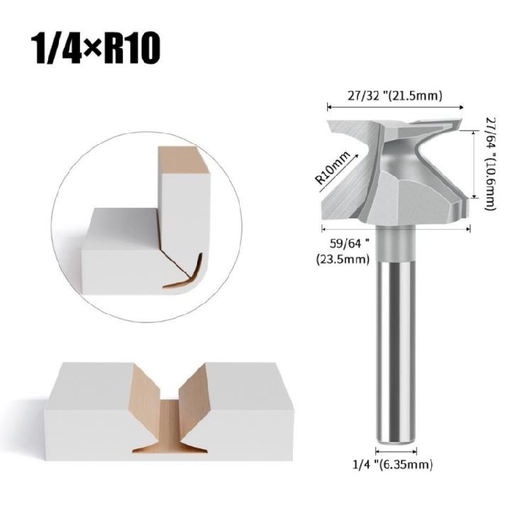 Efficient R10 Curved Cutting Router Bit Wear Resistant Chamfer Router Bit For Carpentry Cabinetmaking Projects