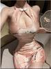 New Sexy Dress Underwear Split Sleeveless Printed Cheongsam Nightclub Tight Uniform Dress Elegant Sweet Women Tops Qs8S