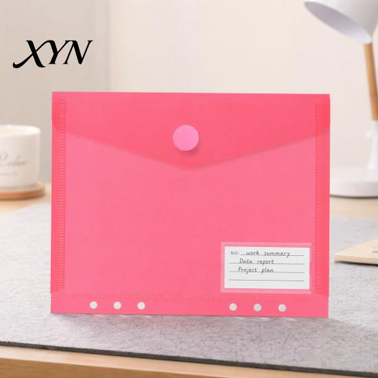 Subject Sorting File Organizer Plastic Folder with Label Pocket, Hook And Loop Closure Clear Push-type Round Buckle Poly Envelope Document Folder,