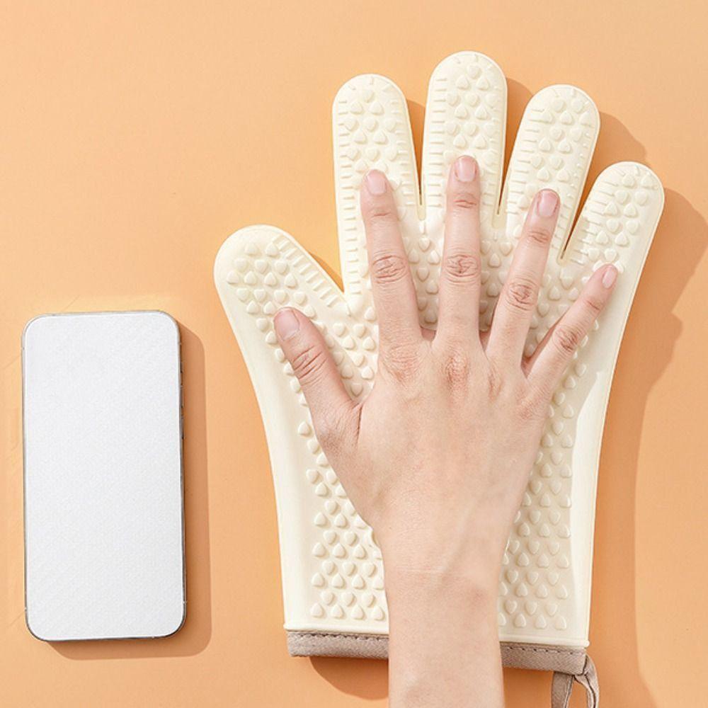 1 Pair Heat Resistant Baking Gloves Silicone BBQ Gloves Durable Heat Insulation Mitts  Cooking