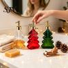Glass Hand Soap Pump 300ml Christmas Tree Dispenser, Dish Dispenser with Pump, Hotel Guest Room Supplies Xmas Decorative Empty Bottle for Soap,