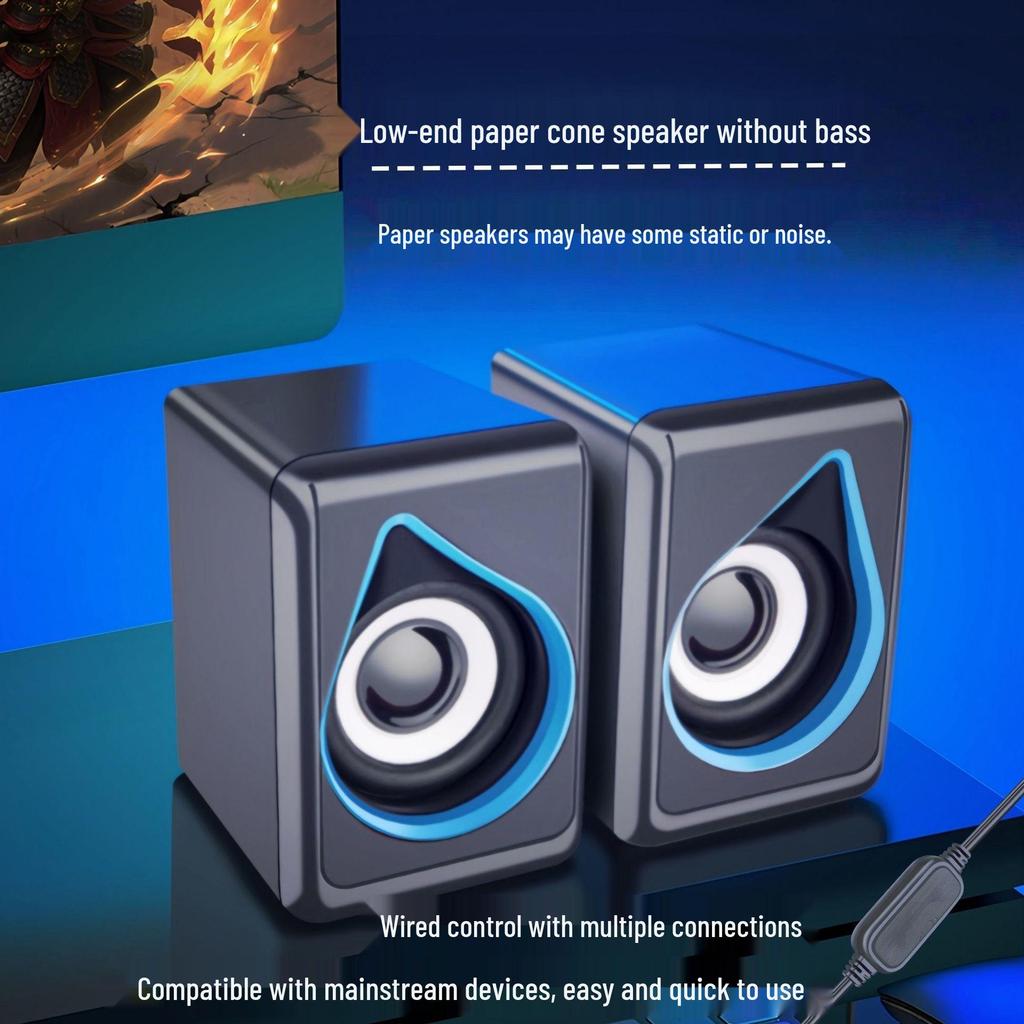 Compact Wired Desktop Speakers with Mini Subwoofer for Laptop and Musical Instruments