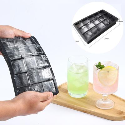 Neue 15-Fächer-Silikon-Eiswürfelform Große quadratische Eiswürfelformformen Bar Milchtee-Shop Eiswürfel-Produktionsform Eiswürfel-Aufbewahrungsbox