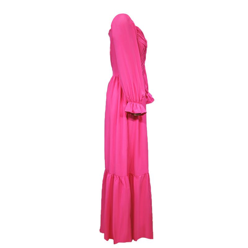 DAFIFY Moda donna primavera autunno tinta unita stampa manica lunga monospalla vita alta abiti casual