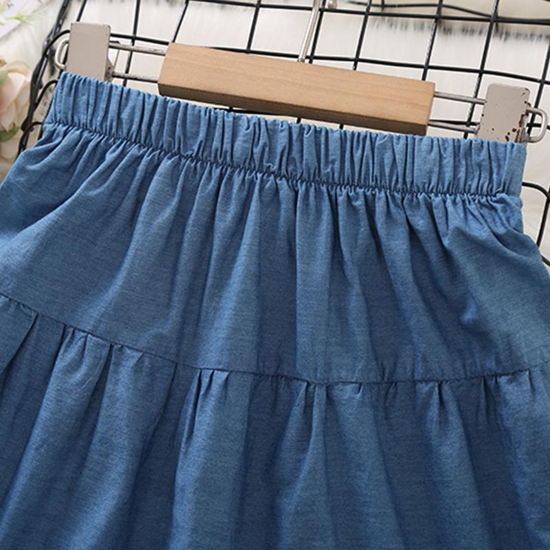 Girls' Denim Skirt Half Skirt Summer Skirt Thin Cake Skirt Little Girls' Pleated Skirt