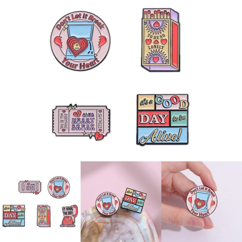 Colorful Cartoon Letter Brooch Vintage Telephone Design Creative Metal Badge For Unique Style