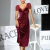 Elegant Velvet Nightgown with Lace Flutter Sleeves and V-Neck In Wine Red or Black