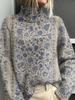 New Christmas abstract print casual cape jacket cardigan thick needle sweater