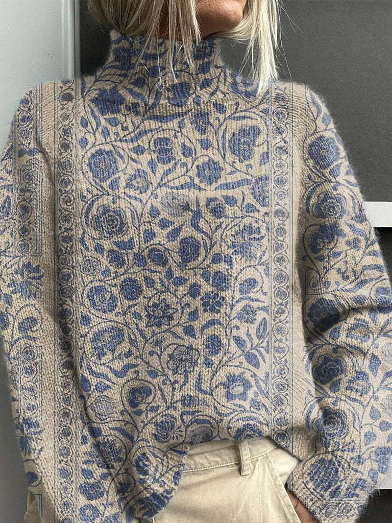 New Christmas abstract print casual cape jacket cardigan thick needle sweater