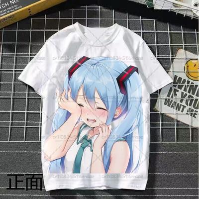 Hatsune Miku Animation Surrounding Short Sleeve O-Neck Cotton T-shirt Japanese Cartoon Printed Men's and
