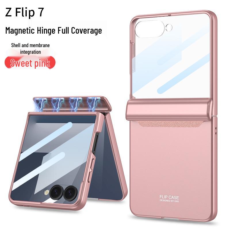 Samsung ZFlip7 Case: Ultra-Thin Foldable Screen Protector with Magnetic Adsorption - Full Coverage, Hard Shell Design.