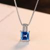 PAG&MAG Sky Blue Gem Pendant S925 Silver Necklace for Women with Box Chain - European & American Fashion Jewelry.
