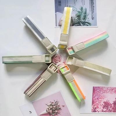 Colorful Stripe Canvas Belts for Woman 110cm No-hole Durable Canvas Casual Belt Woman's Jeans Belts