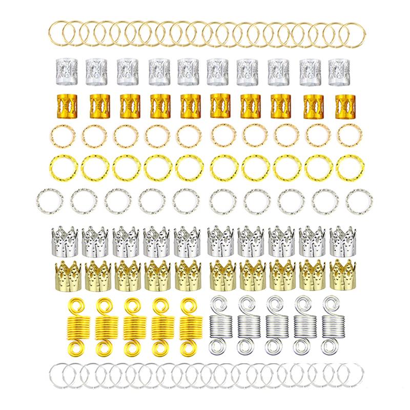 100Pcs/Set Hair Braid Dreadlock Beads Ring Extension Hair Clip Accessories