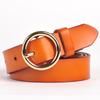 Round Buckle Women'S Cowhide Leather Belt Women'S Round Head Pin Buckle Decorative Thin Belt Belt Belt