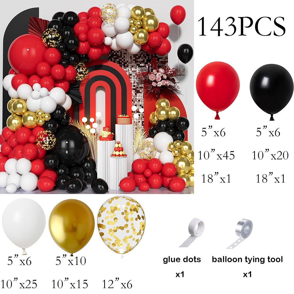 

Black Red Balloons Garland White Gold Confetti Balloon Arch Kit New Tear 2026 Graduation Birthday Party Baby Shower Decoration AS Picture
