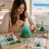 DIY Sea Glass Christmas Tree Kit, PET Art Craft Set for Tabletop Holiday Decoration