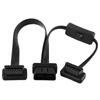 16 Pin Male To Dual Female OBD2 Splitter Flat Extension Cable Adapter with Switch