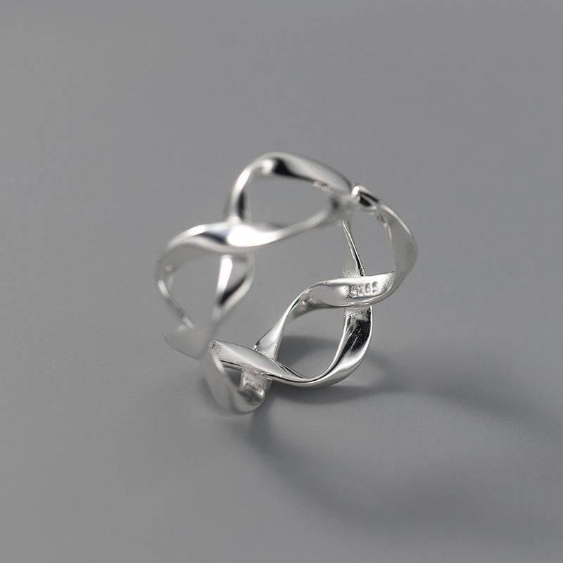 foxanry Hollow Geometric Cuff Ring For Women Minimalist Creative Elegant Wedding Bride Jewelry Gifts Wholesale