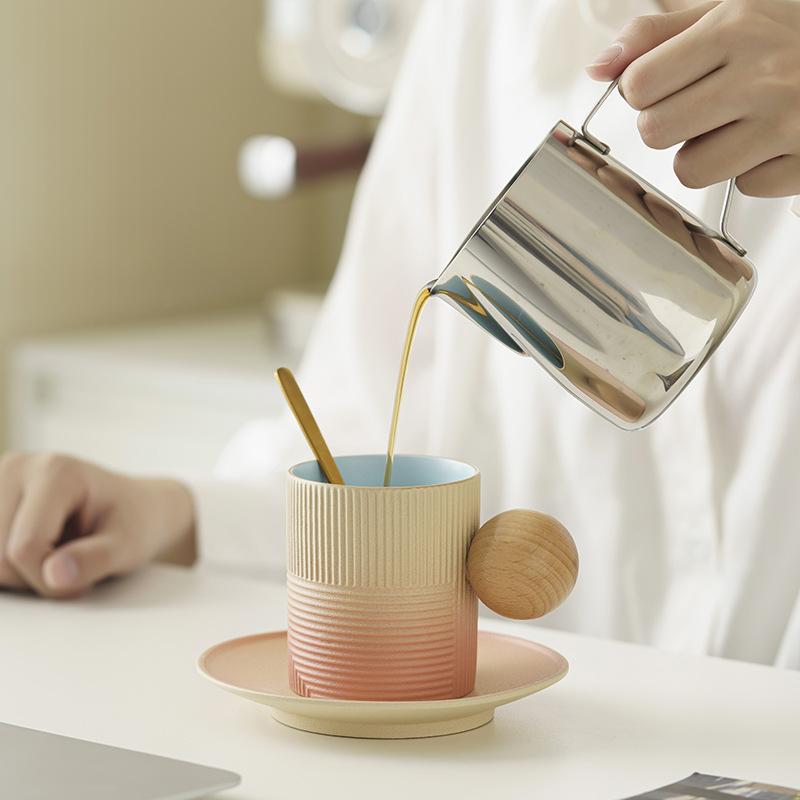 Light Luxury Ceramic Coffee Cup And Saucer Set High Value Cup Household Ceramic Cup Creative Office Water Cup