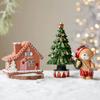 Navidad Resin Crafts Christmas Tree Statues Festival Cute Mini House Figurine Handmade Desktop Ornament Christmas Decoration