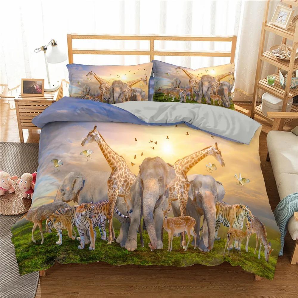 Phechion Elephant 3D Print Bedding Set Duvet Covers Pillowcases One Piece Comforter Bedding Sets Bedclothes Bed Linen K221
