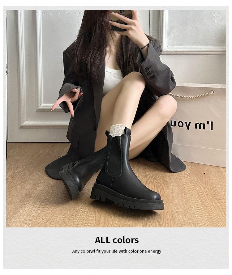 Martin boots women's 2025 autumn and winter new British style medium tube Chelsea black chimney thick-soled small short boots