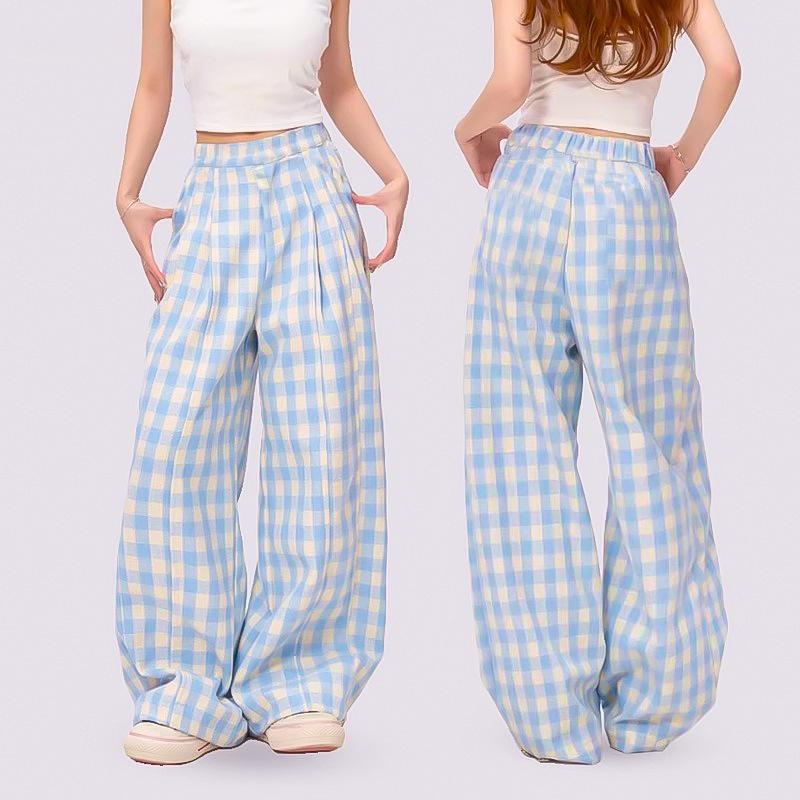 Pantalon à Carreaux Pour Filles Nouveau Pantalon Décontracté d'Été Coupe Ample Vêtements Pour Enfants Style Décontracté Ensemble de Pantalons Larges