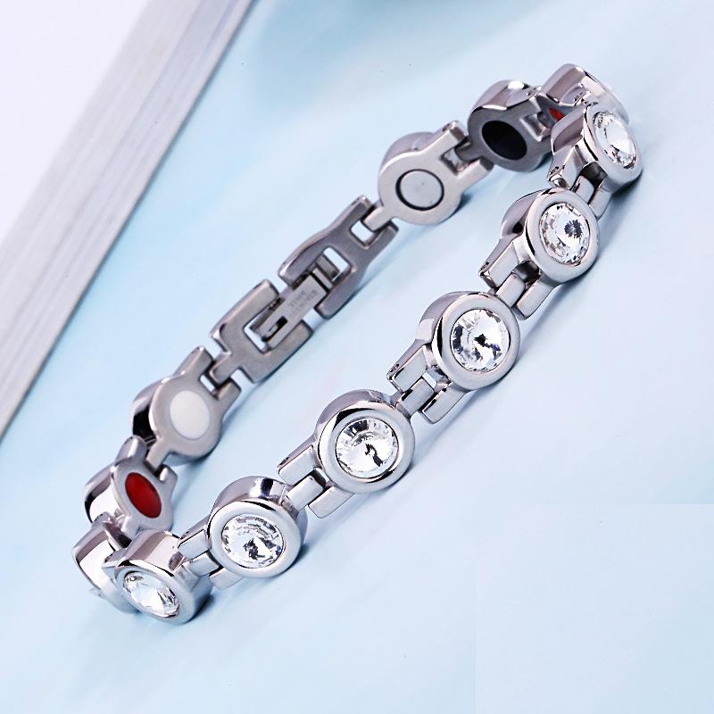 Stainless Steel Jewelry Zircon Bracelet New Male Creative Bracelet Tidal Magnet Infrared Stone Health Bracelet