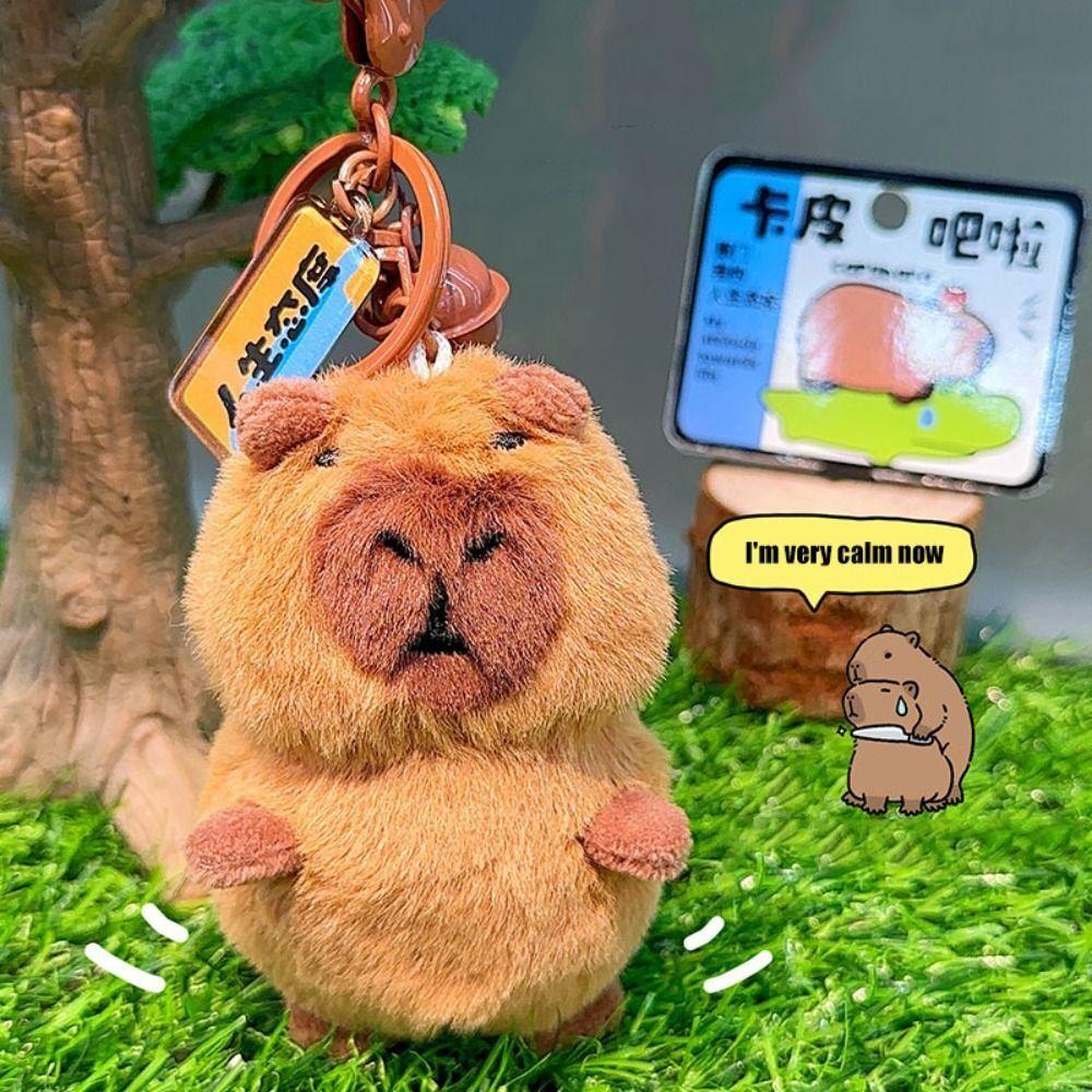 Simulation Capybara Capybara Plush Keyring Cloth Doll Capybara Plushie Keychain  Birthday Gift