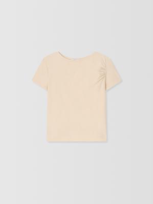 READLEAD Shelly Shirred T-Shirt_Cream