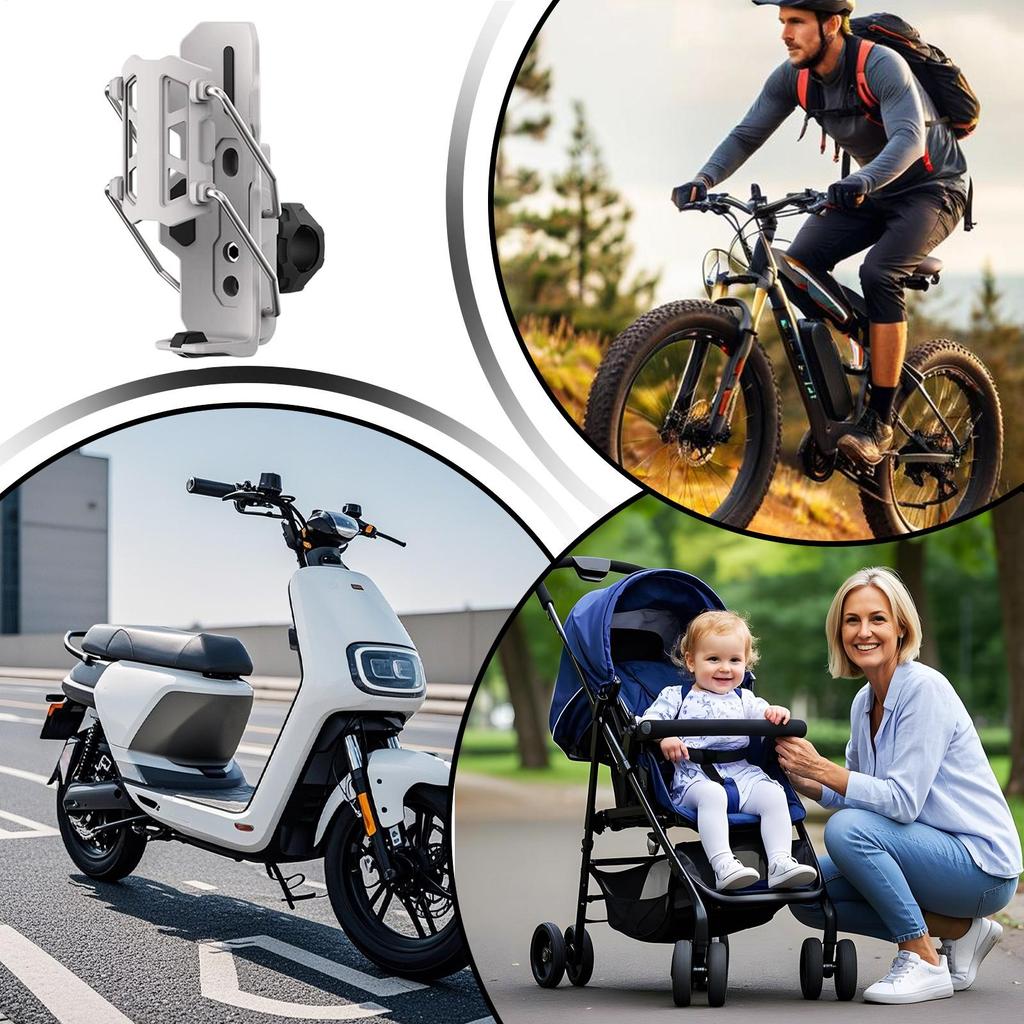 Bike Bottle Cage Automatic Clamp Motorcycle Drink Cage 360 Degree Rotatable Adaptive Cupholder For Bicycles Road Bikes Handlebar