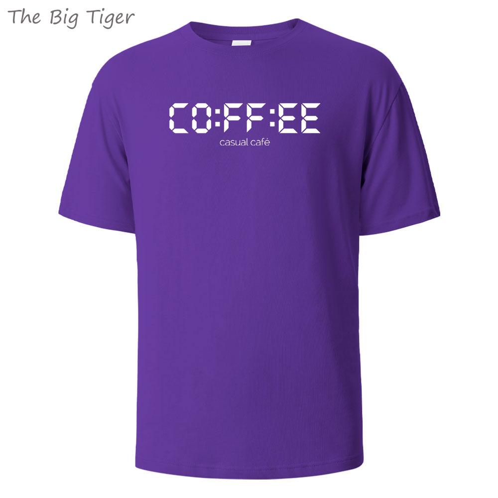 Coffie Printed Essential Cotton Tee Simple Crew Neck Design Soft Breathable Fabric Unisex Short Sleeve Shirt