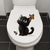 3D Cute Black Cat Butterfly Kawaii Toilet Wall Sticker Self-Adhesive Waterproof Removable Bathroom Home Decor Art