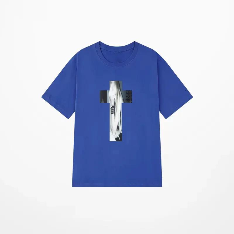 Cross Hip Hop Harajuku flat Print 100% pure cotton T-shirt Street Punk men's short-sleeved T-shirt Retro Gothic Y2Kt T-shirt