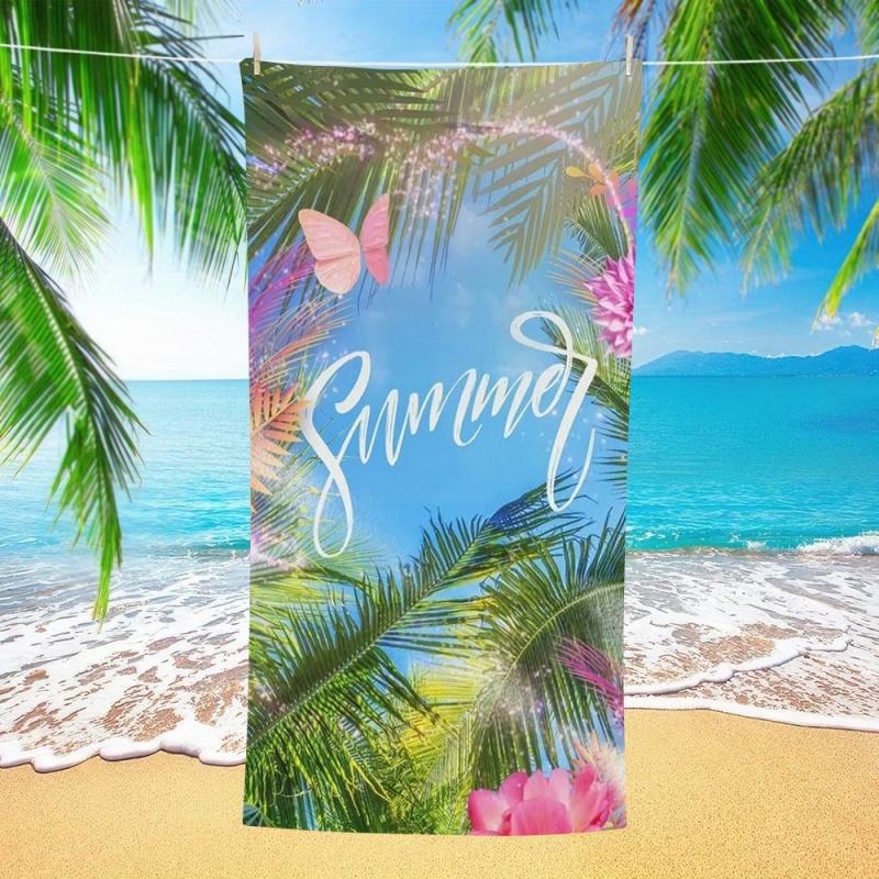 Hello Summer Pineapple Watermelon Fruit Print Beach Towel Soft Quick Dry Sandproof Cute Summer Towel Beach Travel