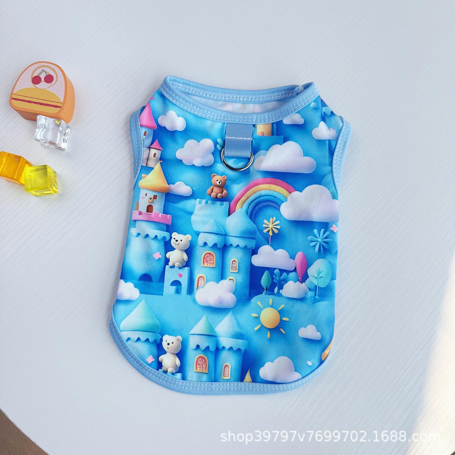 

Spring and summer pet clothes three-dimensional printing cartoon vest, more breathable and comfortable than the bear, cat clothing, large dog XS reference 2-2 kg